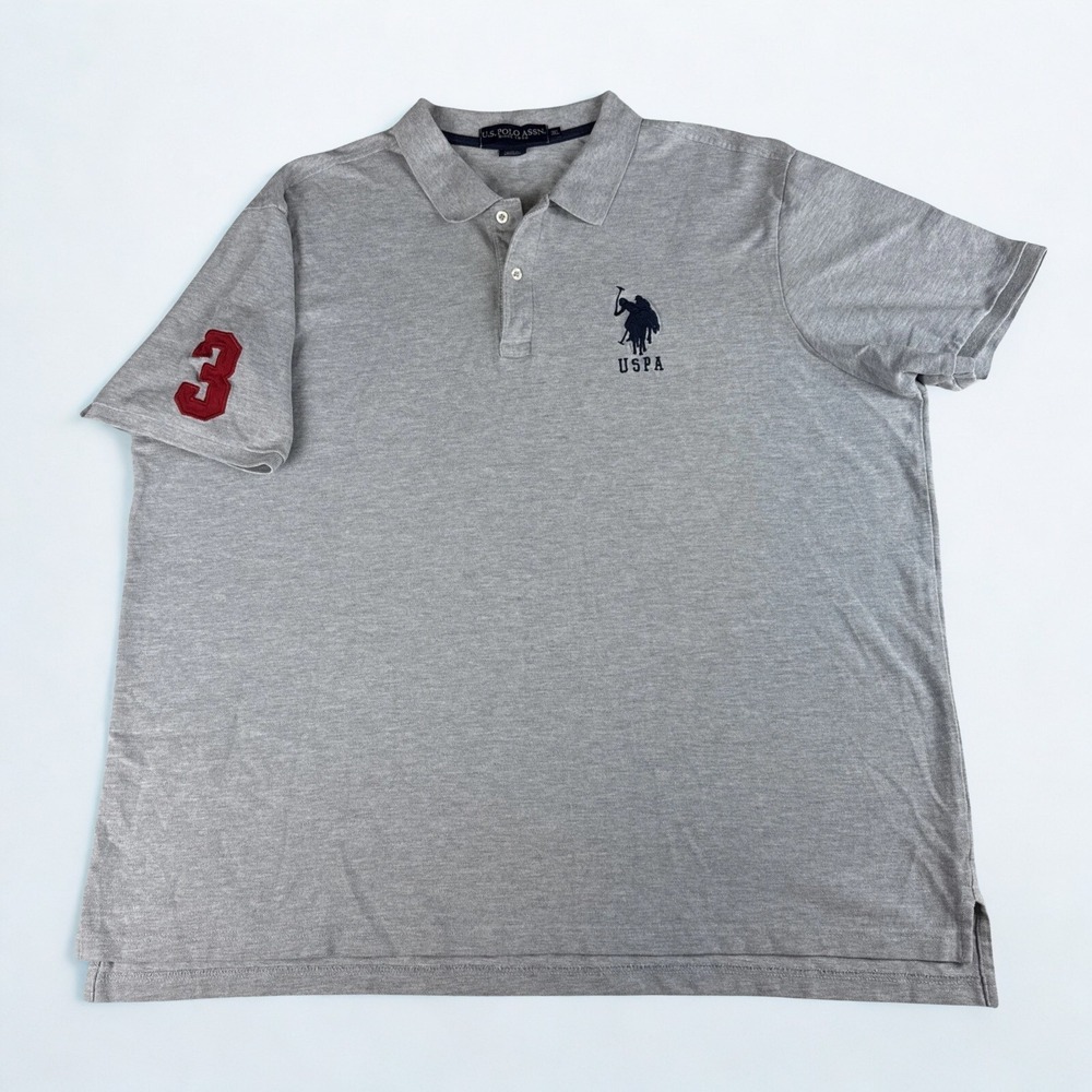 US Polo Assn Shirt Mens 3XL Gray Embroidered Sleeve‎ 3 Big Logo Short Sleeve